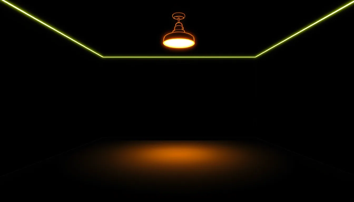 An empty, tidy room with a smooth floor and a single ceiling light