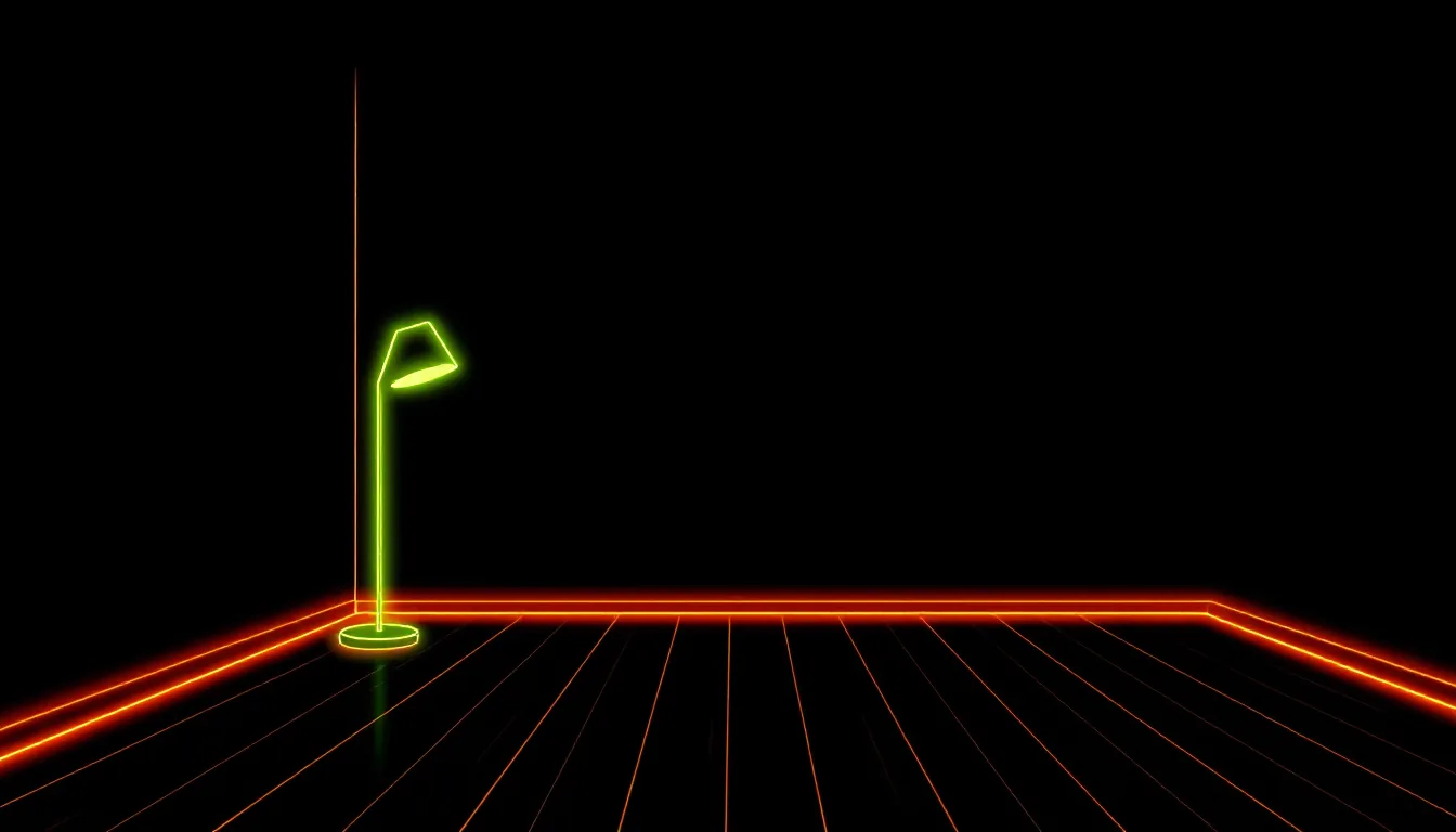 An empty corner of a room with a single floor lamp and clear floor space